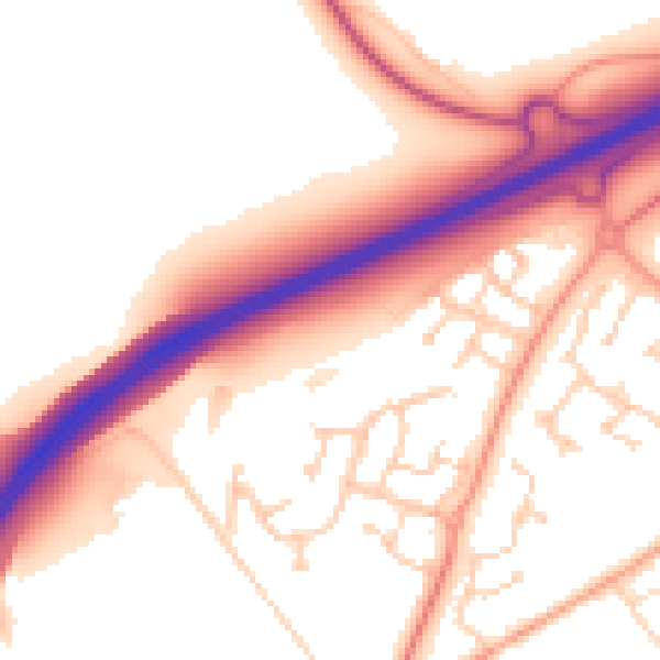 Daytime road noise heatmap for MK43 2AQ