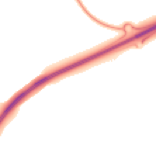 Night-time road noise heatmap for MK43 2AQ