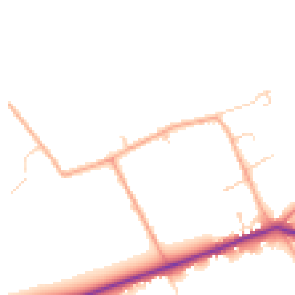 Daytime road noise heatmap for MK44 3QB