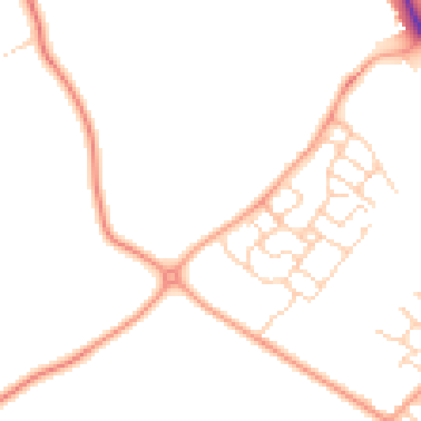 Daytime road noise heatmap for MK45 1AB