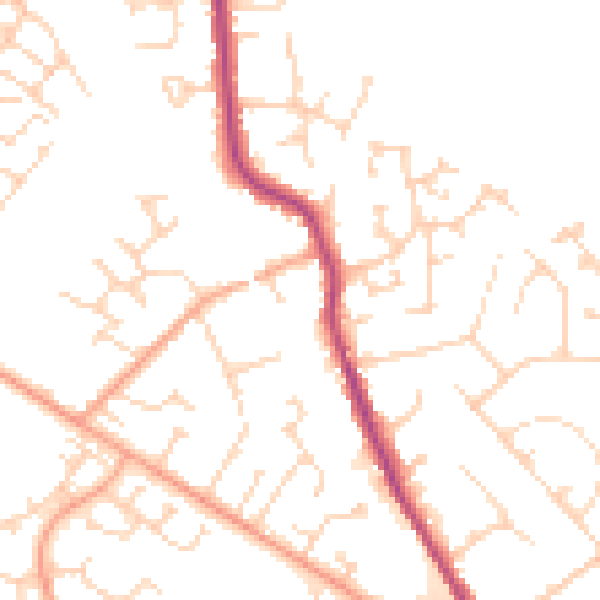 Daytime road noise heatmap for MK45 1BG