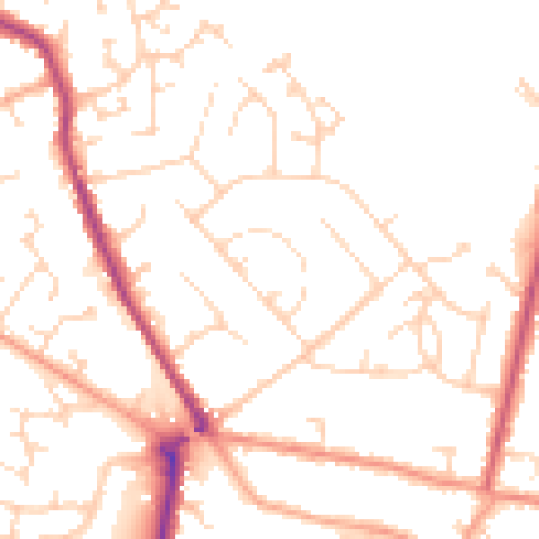 Daytime road noise heatmap for MK45 1BX