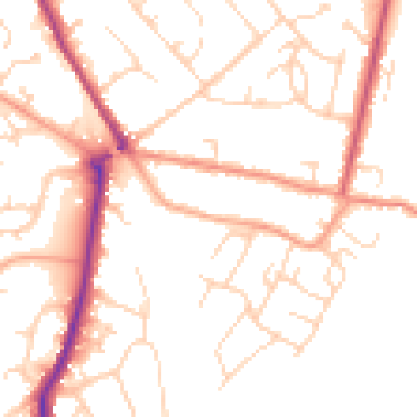 Daytime road noise heatmap for MK45 1JT