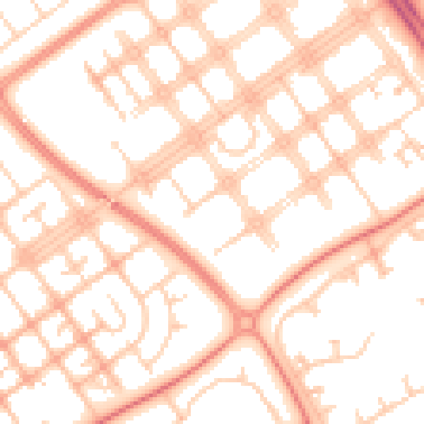 Daytime road noise heatmap for MK6 2JN