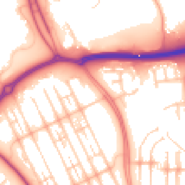 Daytime road noise heatmap for MK6 4JW