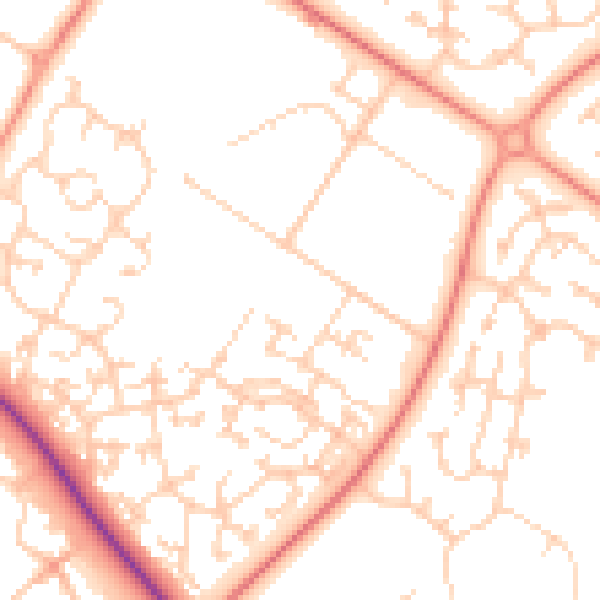 Daytime road noise heatmap for MK8 0AJ