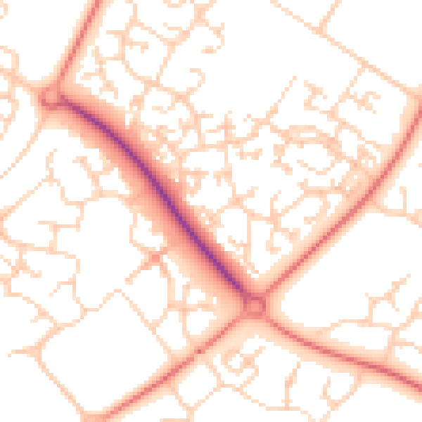 Daytime road noise heatmap for MK8 0DA