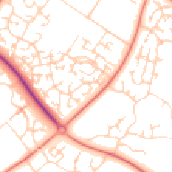 Daytime road noise heatmap for MK8 0DH