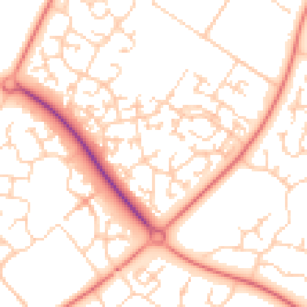 Daytime road noise heatmap for MK8 0DL