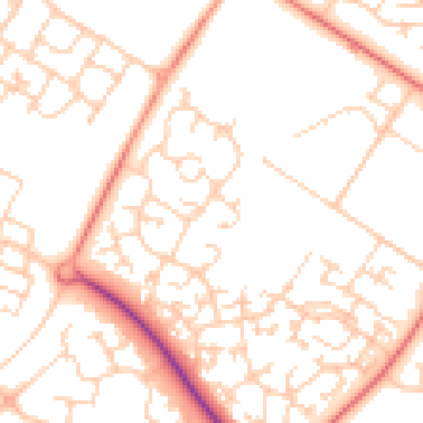 Daytime road noise heatmap for MK8 0ED