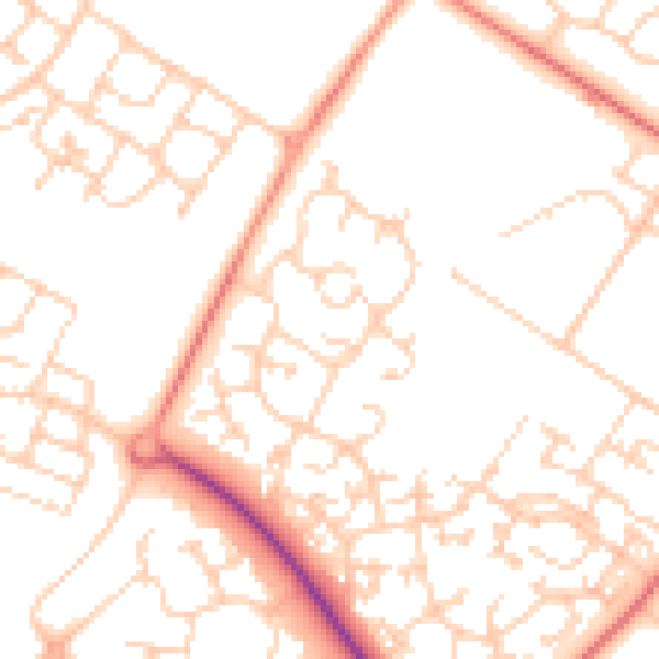 Daytime road noise heatmap for MK8 0EN