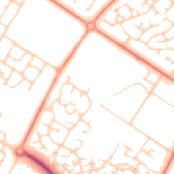 Daytime road noise heatmap for MK8 0LE