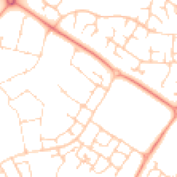 Daytime road noise heatmap for MK8 1BJ