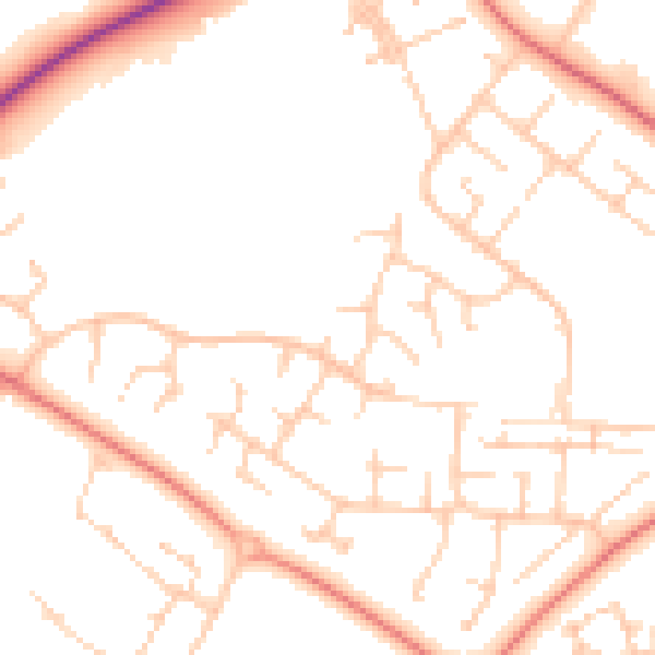 Daytime road noise heatmap for MK8 8BZ