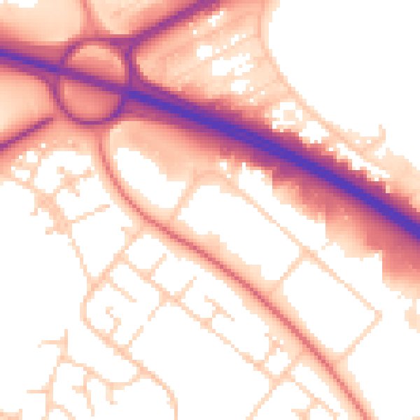 Daytime road noise heatmap for MK8 8DD