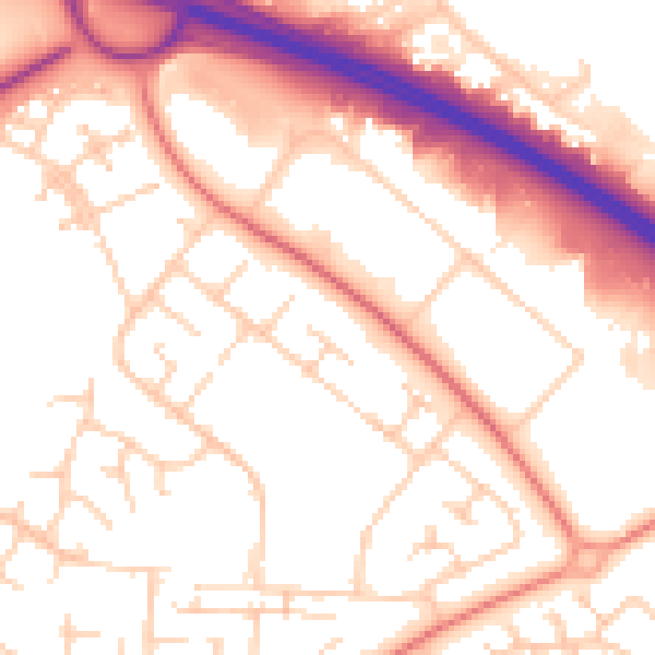 Daytime road noise heatmap for MK8 8HY