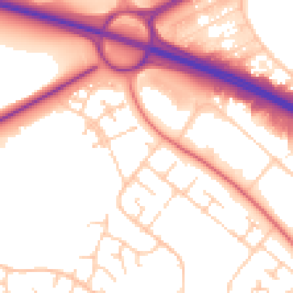 Daytime road noise heatmap for MK8 8JH