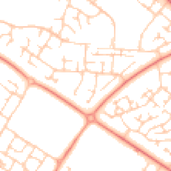 Daytime road noise heatmap for MK8 8JN