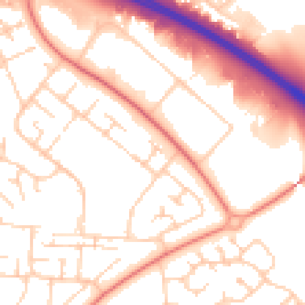 Daytime road noise heatmap for MK8 8JP
