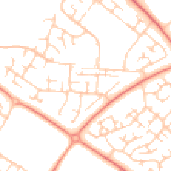 Daytime road noise heatmap for MK8 8JS
