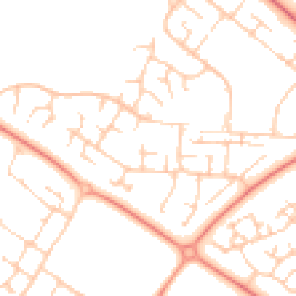 Daytime road noise heatmap for MK8 8LJ