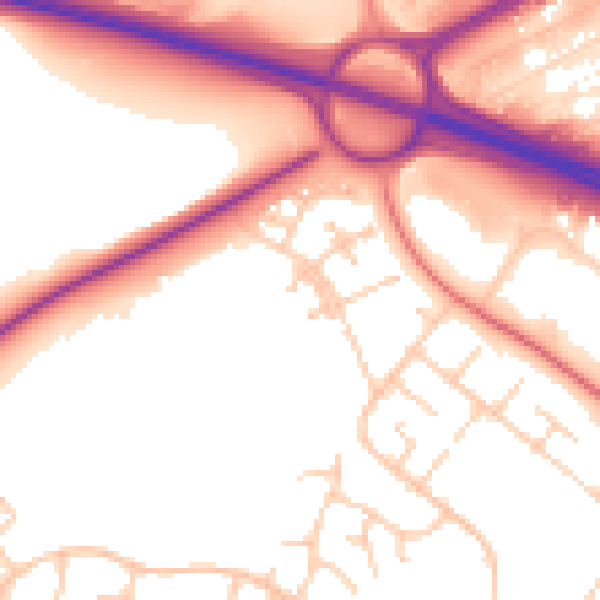 Daytime road noise heatmap for MK8 8NP