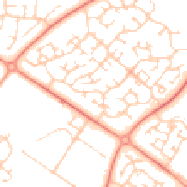 Daytime road noise heatmap for MK8 9AE