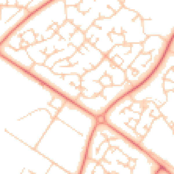 Daytime road noise heatmap for MK8 9AJ
