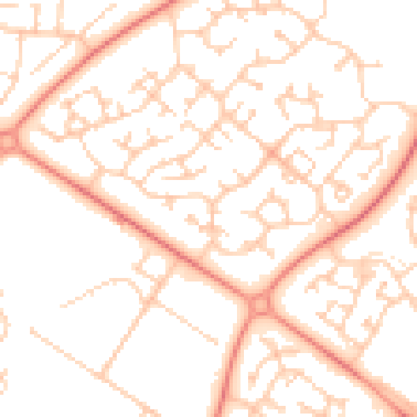 Daytime road noise heatmap for MK8 9AQ
