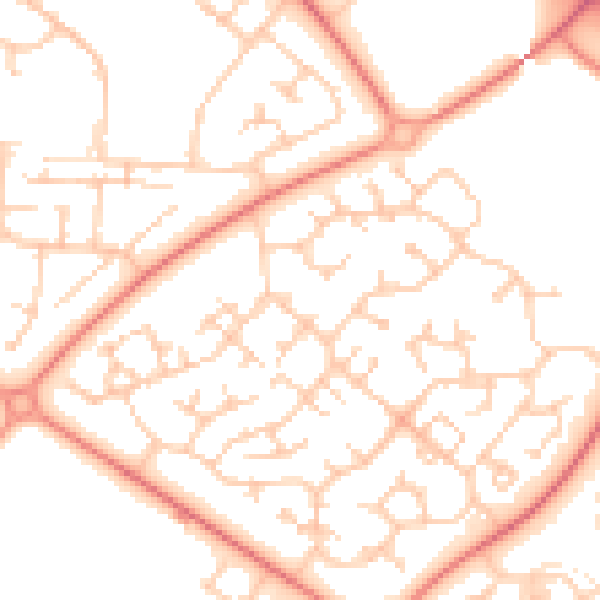 Daytime road noise heatmap for MK8 9AR