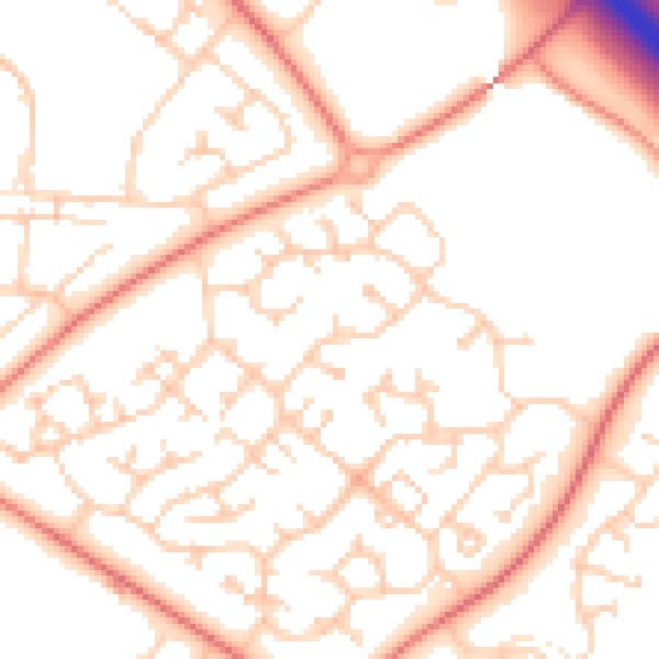 Daytime road noise heatmap for MK8 9AS