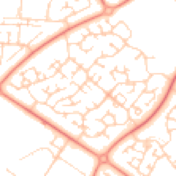Daytime road noise heatmap for MK8 9AU