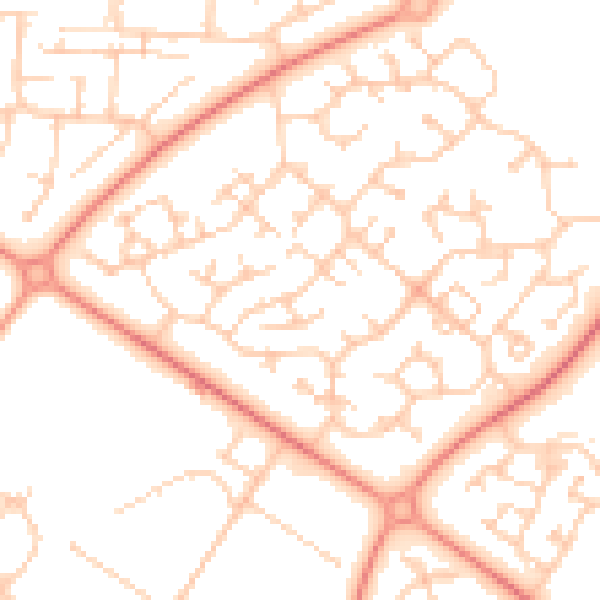 Daytime road noise heatmap for MK8 9AZ