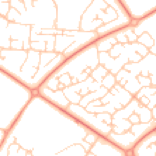 Daytime road noise heatmap for MK8 9BE
