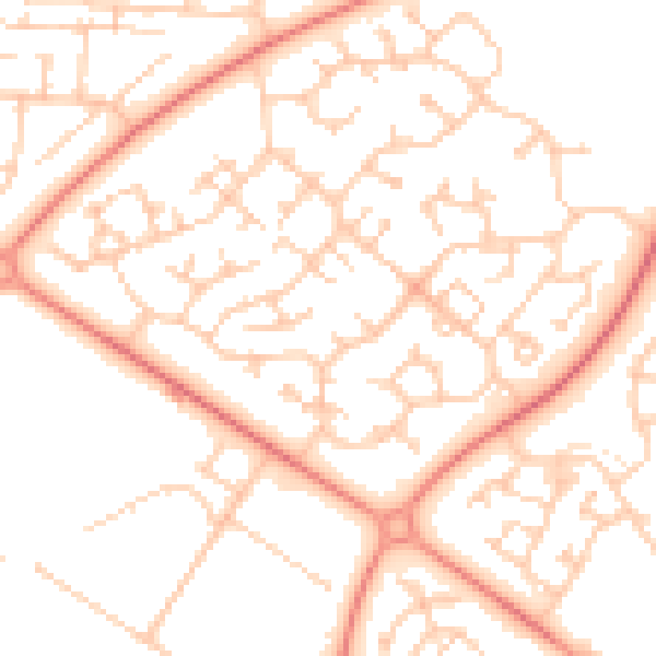Daytime road noise heatmap for MK8 9BJ