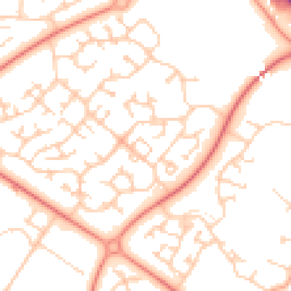 Daytime road noise heatmap for MK8 9BS