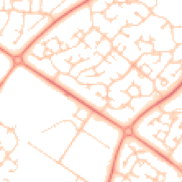 Daytime road noise heatmap for MK8 9BZ