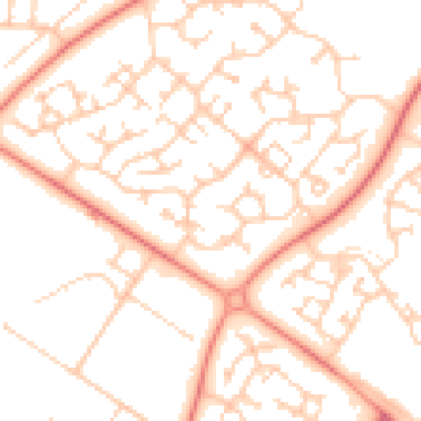 Daytime road noise heatmap for MK8 9DA