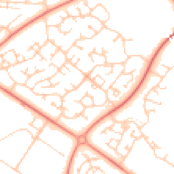 Daytime road noise heatmap for MK8 9DB
