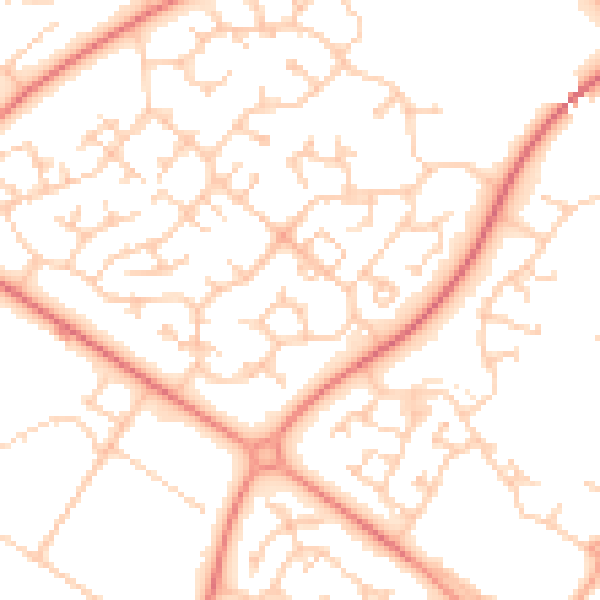 Daytime road noise heatmap for MK8 9DF
