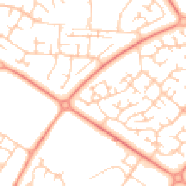 Daytime road noise heatmap for MK8 9DG