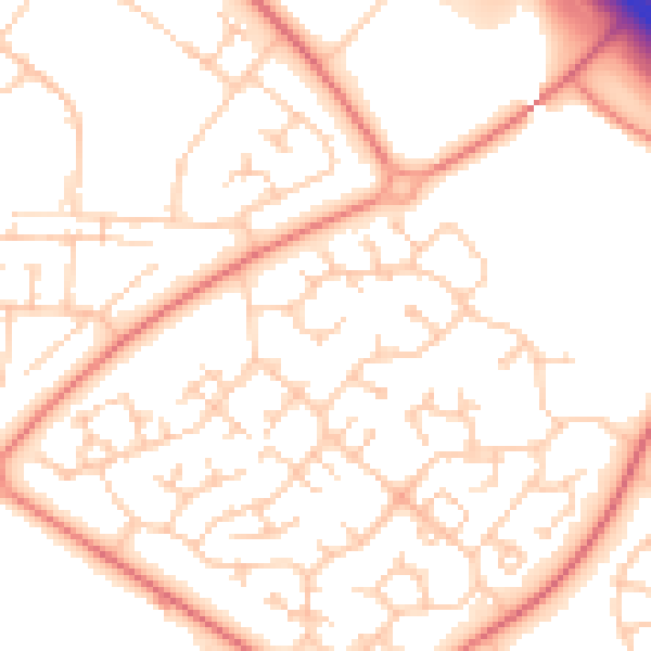 Daytime road noise heatmap for MK8 9DN