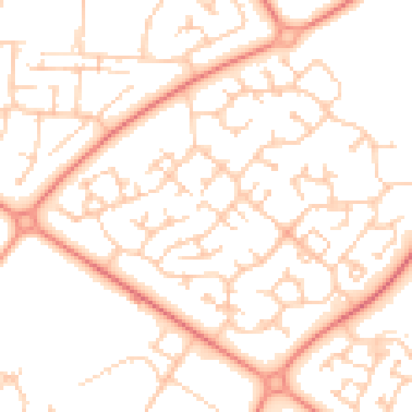 Daytime road noise heatmap for MK8 9DT