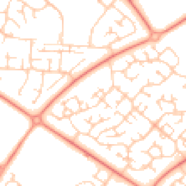 Daytime road noise heatmap for MK8 9DY