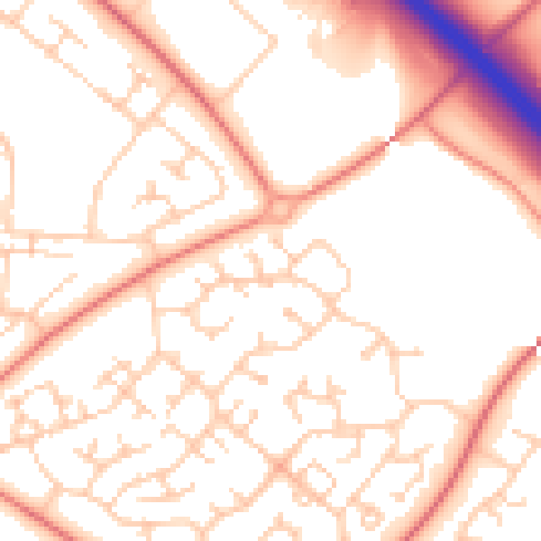 Daytime road noise heatmap for MK8 9EA