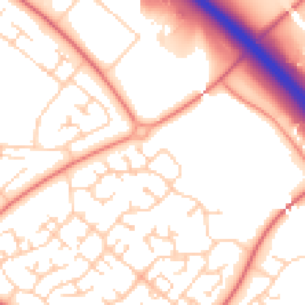 Daytime road noise heatmap for MK8 9EG