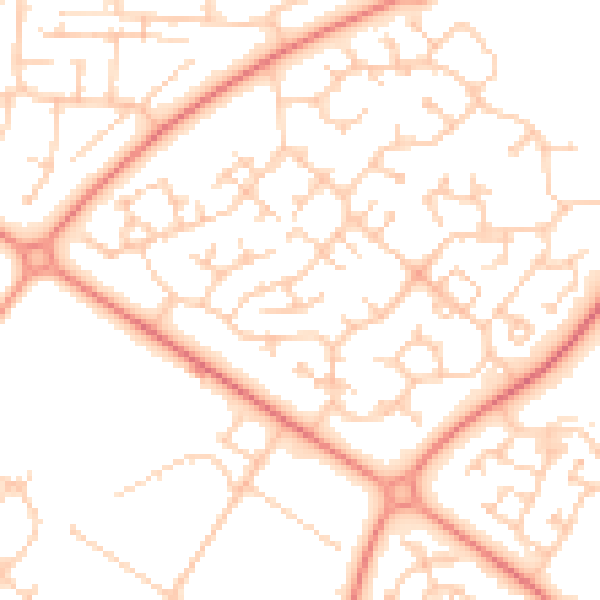 Daytime road noise heatmap for MK8 9EL