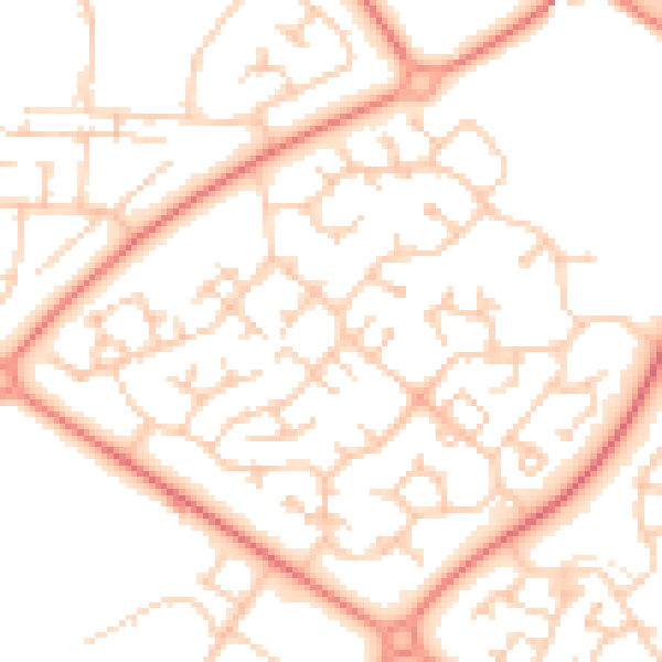Daytime road noise heatmap for MK8 9EN