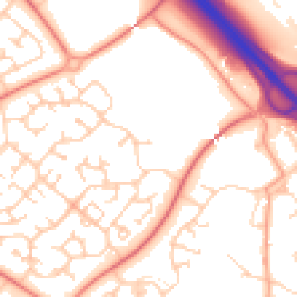 Daytime road noise heatmap for MK8 9EZ