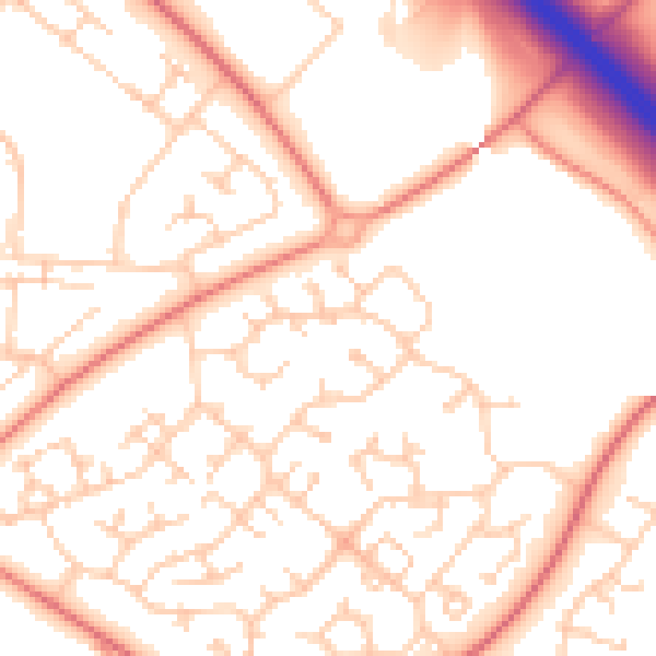 Daytime road noise heatmap for MK8 9HB